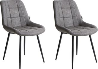 Beliani Set of 2 Dining Chairs MELROSE Faux Leather Grey