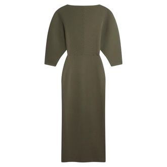 Ted Baker Vanitha Sculptured Rib Knitted Maxi Dress In Donkergroen