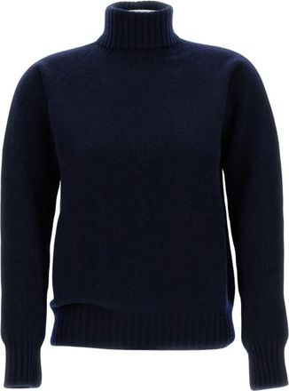 Drumohr Maglia Dolcevita - Dames - Coltruien - Blauw - L - Wol - Truien & Vesten