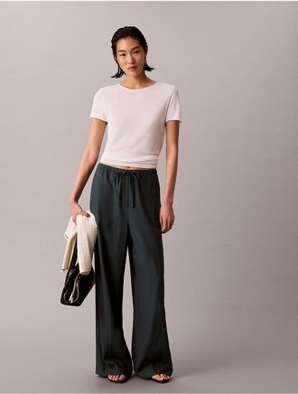 Calvin Klein Jeans Calvin Klein Womens Linen Blend Drawstring Wide Leg Pants - Green - XL