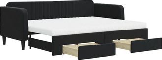 vidaXL Sof&aacute; Cama Nido Con Cajones Terciopelo Negro 80x200 Cm Vidaxl