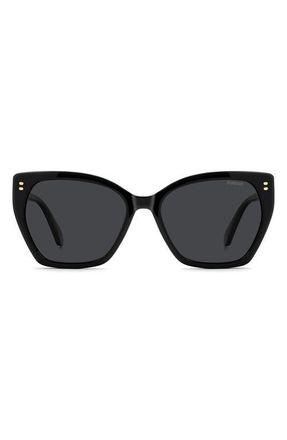 Polaroid 56mm Polarized Butterfly Sunglasses in Black/Grey at Nordstrom
