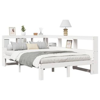 Berkfield Home Decorative Bookcase Bed without Mattress White 135x190 cm Double
