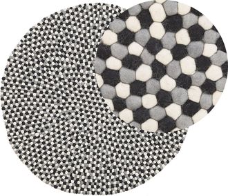 Beliani Beliani - Alfombra De Bolas De Fieltro De Lana Multicolor Tejida A Mano &Oslash; 140 Cm Redonda Penek