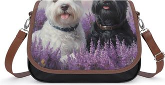 Generic Westie And Scottie Dogs Painting Womens Crossbody Bag Fashion Shoulder Handbags Message Tote Bag with Adjustable Strap