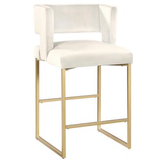 Best Master Furniture Lynx Cream Velvet Bar Stools in Gold (Set of 2)