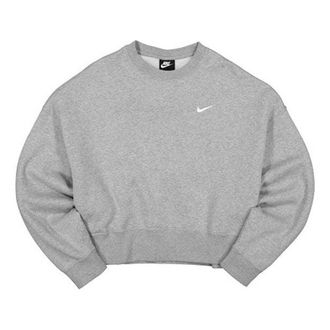 Nike (WMNS) Nike Casual Sports Logo Round Neck Fleece Hoodie light grey Gray CK0168-063