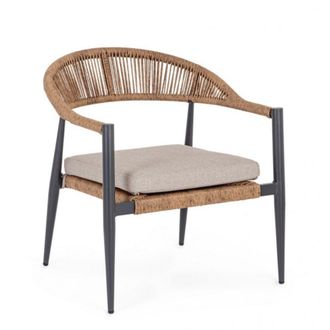 Konte Design Lote de 2 sillones de aluminio antracita y tejido de fibra sint&eacute;tica