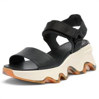 Sorel Womens Kinetic Impact Y Strap High Sandal In Black/chalk