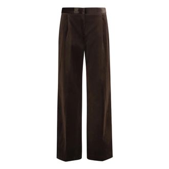 Lardini Fluwelen Pantalon - Dames - Broeken - Bruin - Maat: S Katoen