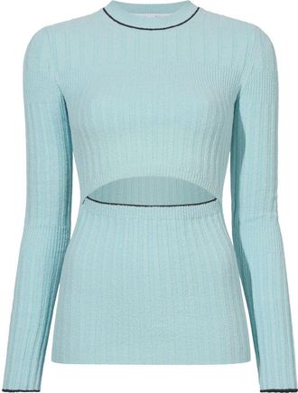 Proenza Schouler cut-out bouclé knitted top - women - Cotton/Nylon/Spandex/Elastane - M - Blue