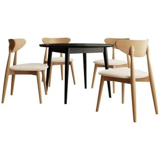 Mirjan24 Conjunto De Mesas Y Sillas Para Comedor Racine 134, Negro, 76x0x0cm, Di&aacute;metro: 120, N&uacute;mero De Asientos: 4, Estilo: Contemporary