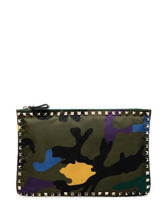 Valentino Garavani 2010 Nylon Rockstud Camouflage Zip clutch bag - Groen