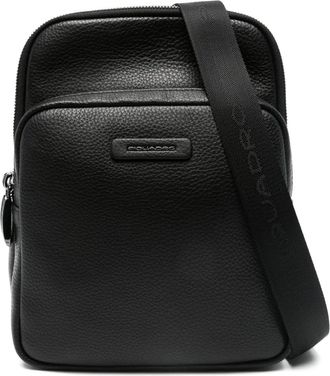 Piquadro Crossbodytas met logopatch - Zwart