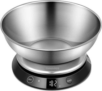 OEM B&aacute;scula De Cocina Con Recipiente, B&aacute;scula De Alimentos Recargable Por Usb, B&aacute;scula Digital De Precisi&oacute;n Para Hornear, Acero Inoxidable, M&aacute;x. 5 Kg, Con