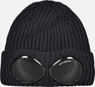 C.P. Company Mens C.P. Company Merino Wool Goggle Black Beanie - Size: ONE size