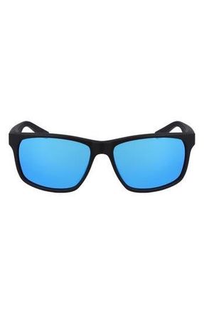 Nike Cruiser 59mm Sunglasses in Matte Black/Frozen Blue Mir at Nordstrom Rack