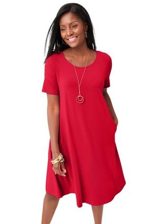Jessica London Stretch Knit A-Line Dress in Vivid Red at Nordstrom, Size 20