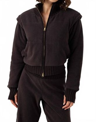 Sundays Issey Long Sleeve Zip Up Jacket In Black