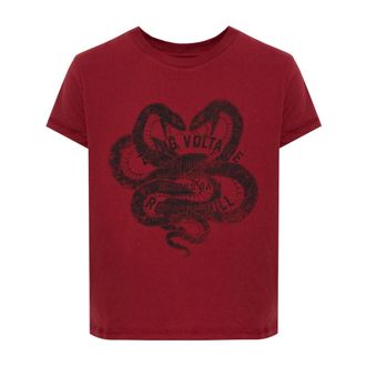 Zadig&Voltaire Tops, Dames, Rood, S, Katoen, Walk Printed T-Shirt