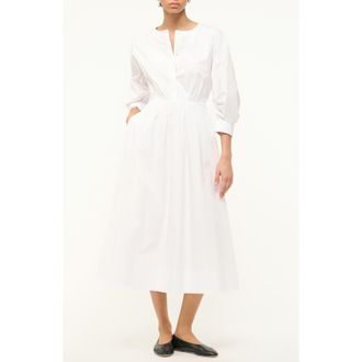 Staud Cafu Long Sleeve A-Line Dress in White at Nordstrom Rack, Size X-Large