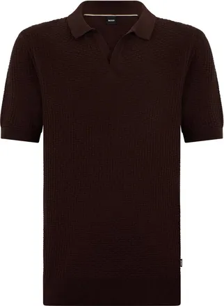 HUGO BOSS Hugo, Polo Shirts, male, Brown, Size: XL Cotton worked polo
