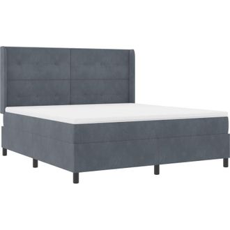 vidaXL Box Spring Bed with Headboard Dark grey 180 x 200 cm Velvet vidaXL