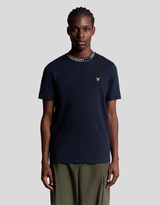 Lyle & Scott Lyle And Scott Mens Collar Logo Ribbed T-Shirt - Navy - Size: 38