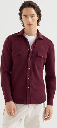 Brunello Cucinelli Virgin wool, cashmere and silk knit shirt in Burgundy at Nordstrom, Size 54
