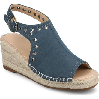 Journee Collection Crisie Espadrille Wedge Sandal in Navy at Nordstrom Rack, Size 9