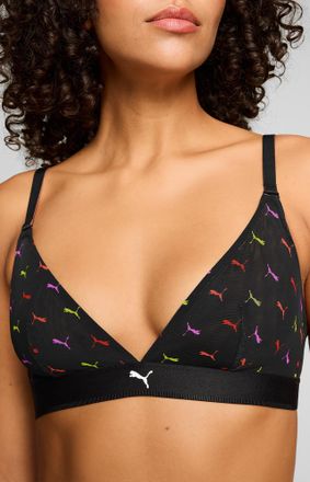 Puma B&uuml;gelloser BH PUMA PUMA WOMEN PRINTED MESH TRIANGLE TOP, Damen, Gr. XL, N-Gr, schwarz combo, Microtouch, Obermaterial: 70% Polyamid, 30% Elasthan, BHs