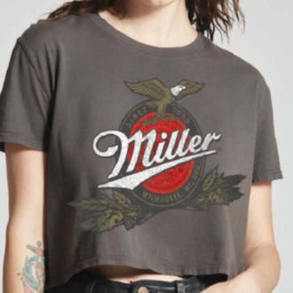 Recycled Karma Miller Lite Crop Tee In Charcoal