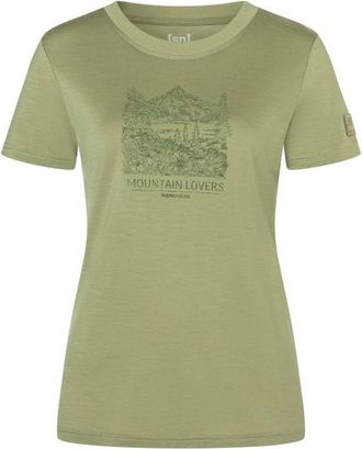 super.natural Mountain Lovers Bio Jersey Tee Merinoshirt f&uuml;r Damen | sage / leaf melange