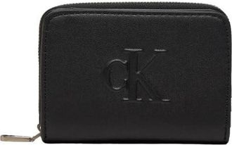Calvin Klein Jeans Womens Sculpted MED Zip Around Deboss K60K612741 Zip Around Wallet, Black (Black), One Size