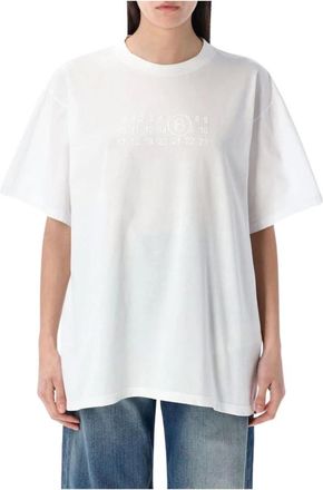Maison Margiela Tops, Dames, Wit, M, Oversized T-shirt met cijferprint