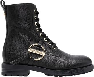 Love Moschino Lage laarzen - Dames - Veterlaarzen - Zwart - 38 EU - Leer - Schoenen