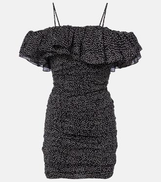 Isabel Marant Vestido corto Davilia de algod&oacute;n drapeado con lunares