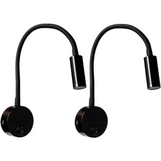 OEM L&aacute;mpara De Lectura De Pared Negra De 3 W (2 Piezas), Aplique De Pared De Aluminio Con Cuello Ajustable Y Flexible, L&aacute;mpara De Escritorio, L&aacute;mpara De M
