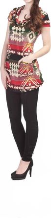 Papillon Southwest Cowl Neck Pocket Dress In Wine Multi