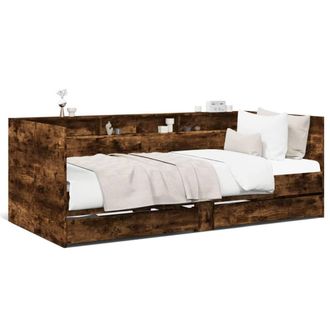 Berkfield Home Daybed with Drawers without Mattress Smoked Oak 90x190 cm Single in Brown