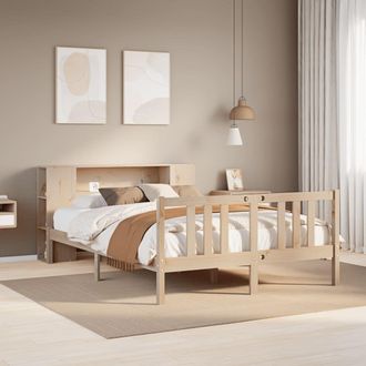Berkfield Home Bookcase Bed without Mattress 135x190cm Solid Wood Pine in Brown | Size: 135x190 cm
