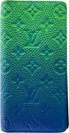 Louis Vuitton Blue Blue Green Leather Long Wallet (Bi-Fold) (Pre-Owned)