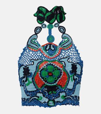 Etro Floral crochet cotton crop top