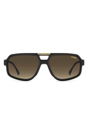 Carrera Victory 59mm Gradient Navigator Sunglasses in Matte Black/Brown/Green at Nordstrom