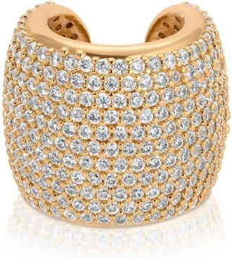 Ettika Womens Statement Chunky Ear Cuff In Clear Crystal With Gold Plating