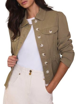 Mint Velvet Collared Peplum Jacket in Khaki at Nordstrom, Size X-Large
