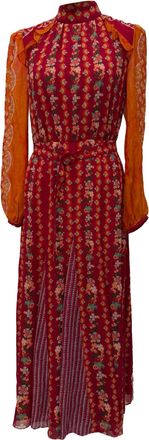 Saloni Jacqui-B Printed Maxi Dress in Multicolor Silk