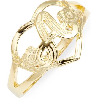 The M Jewelers NY The Cutout Flower Heart Letter Ring in Gold at Nordstrom, Size 9