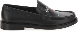 Moschino Hartprint Leren Loafers - Dames - Loafers - Zwart - 40 EU - Leer - Schoenen