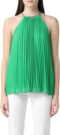 Michael Kors Pleated Georgette Chain Top - Dames - Tops zonder mouwen - Groen - L - Polyester - Tops